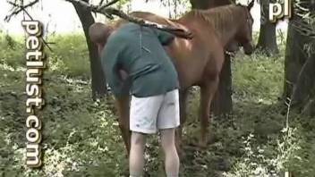 Outdoor animal porn between a man and his horse