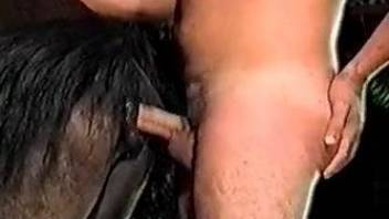 Dude rams his stiff penis in a mare's wide opening