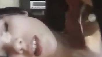 Skinny gal pleasuring a dog's dick in an oral vid