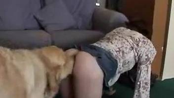 Threesome fuck video with a horny couple and their dog